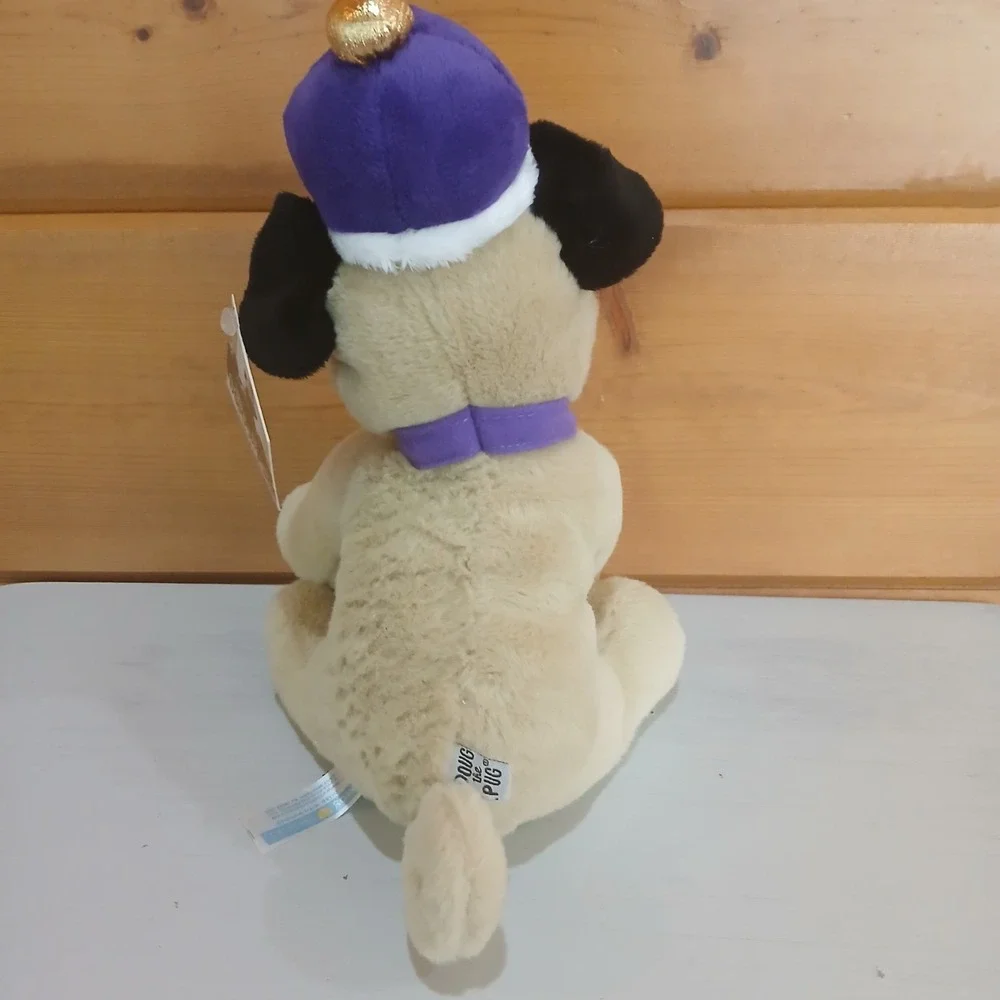 NWT Doug the Pug Plush Plushie with Purple Collar King Crown D42